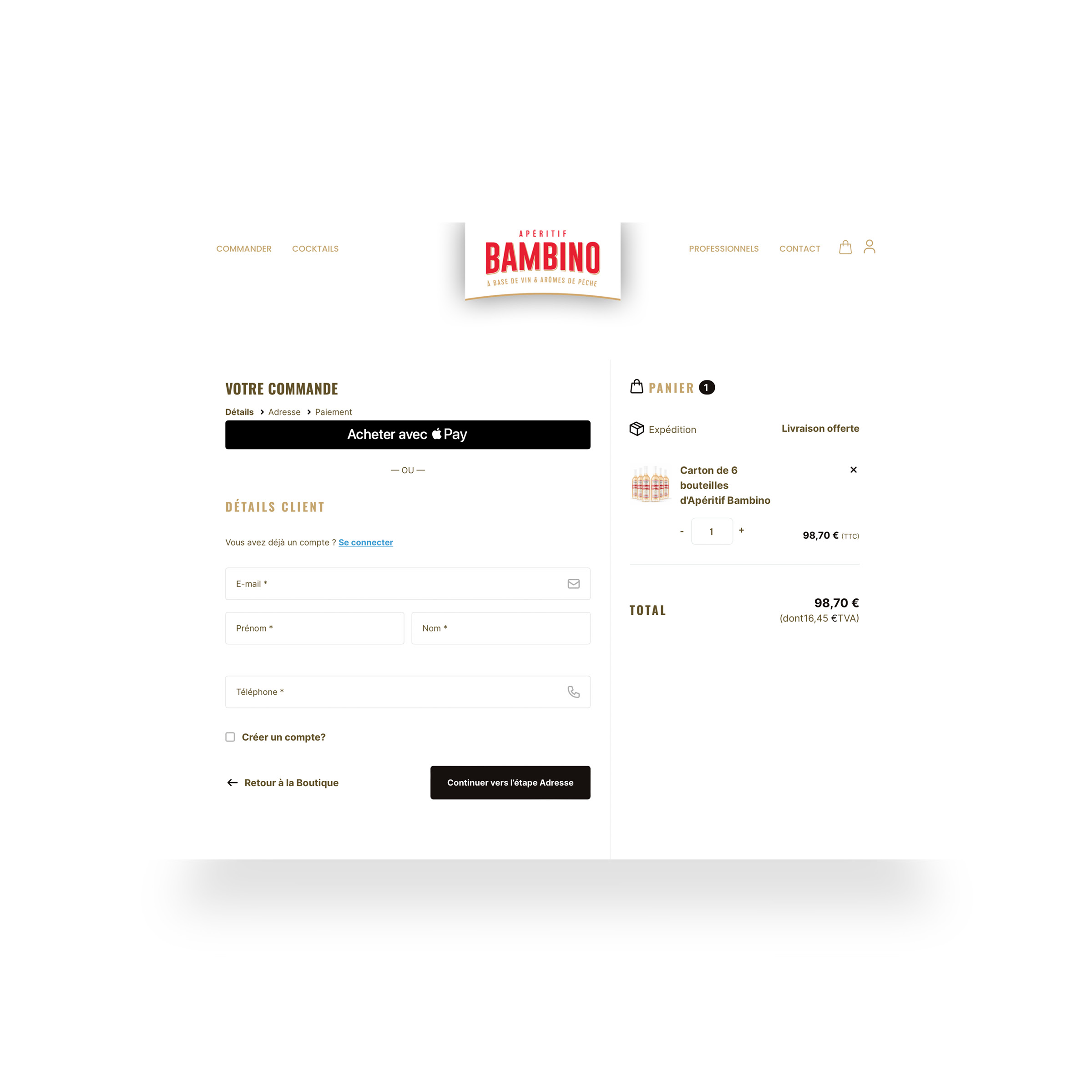 Site e-commerce pour DNVB apéritif Bambino avec Agile Interactive. L'agence tech digital pour créer des applications qui apportent de la valeur aux utilisateurs, aux entreprises et au business.