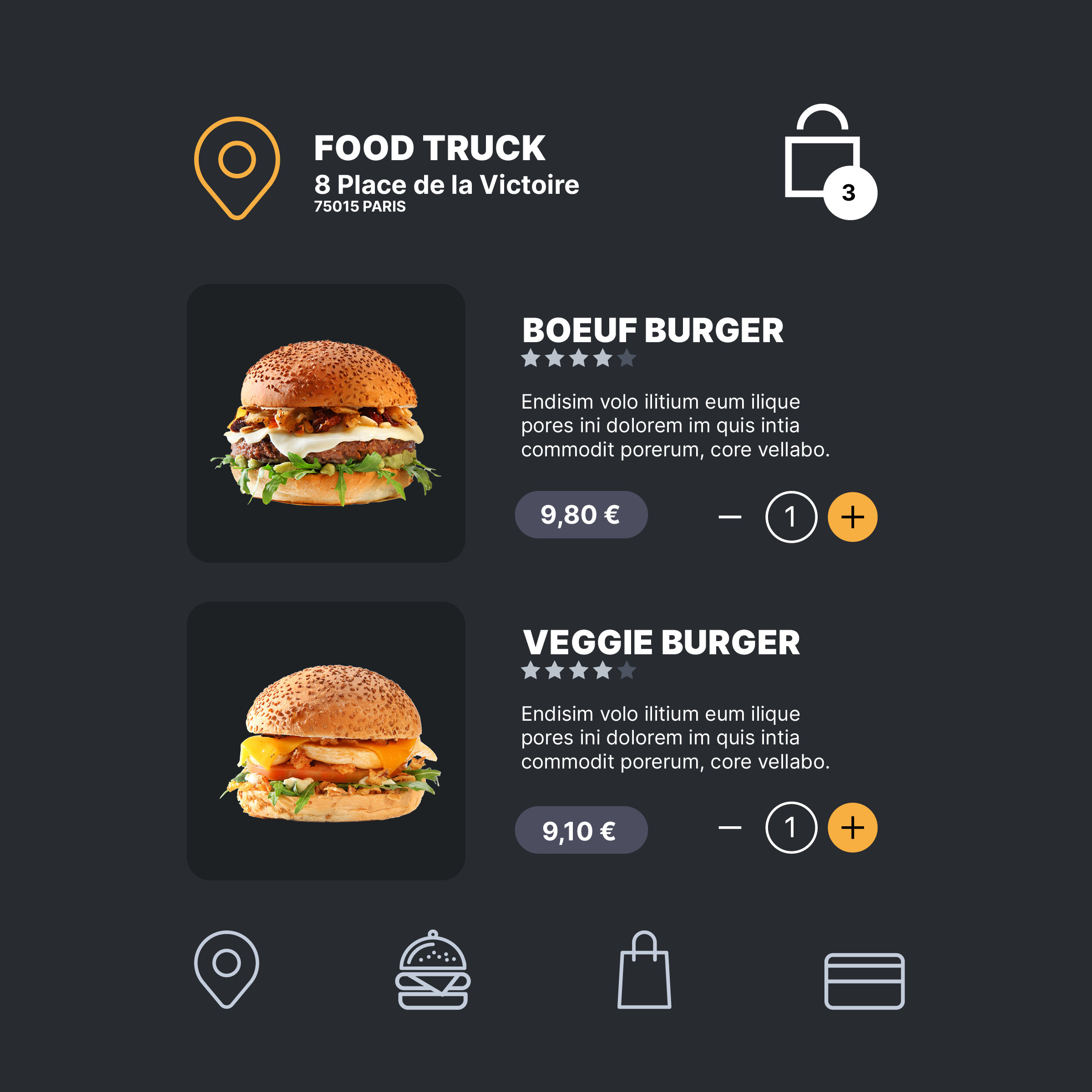 Développement Mobile app iOS et Android food truck UX/UI