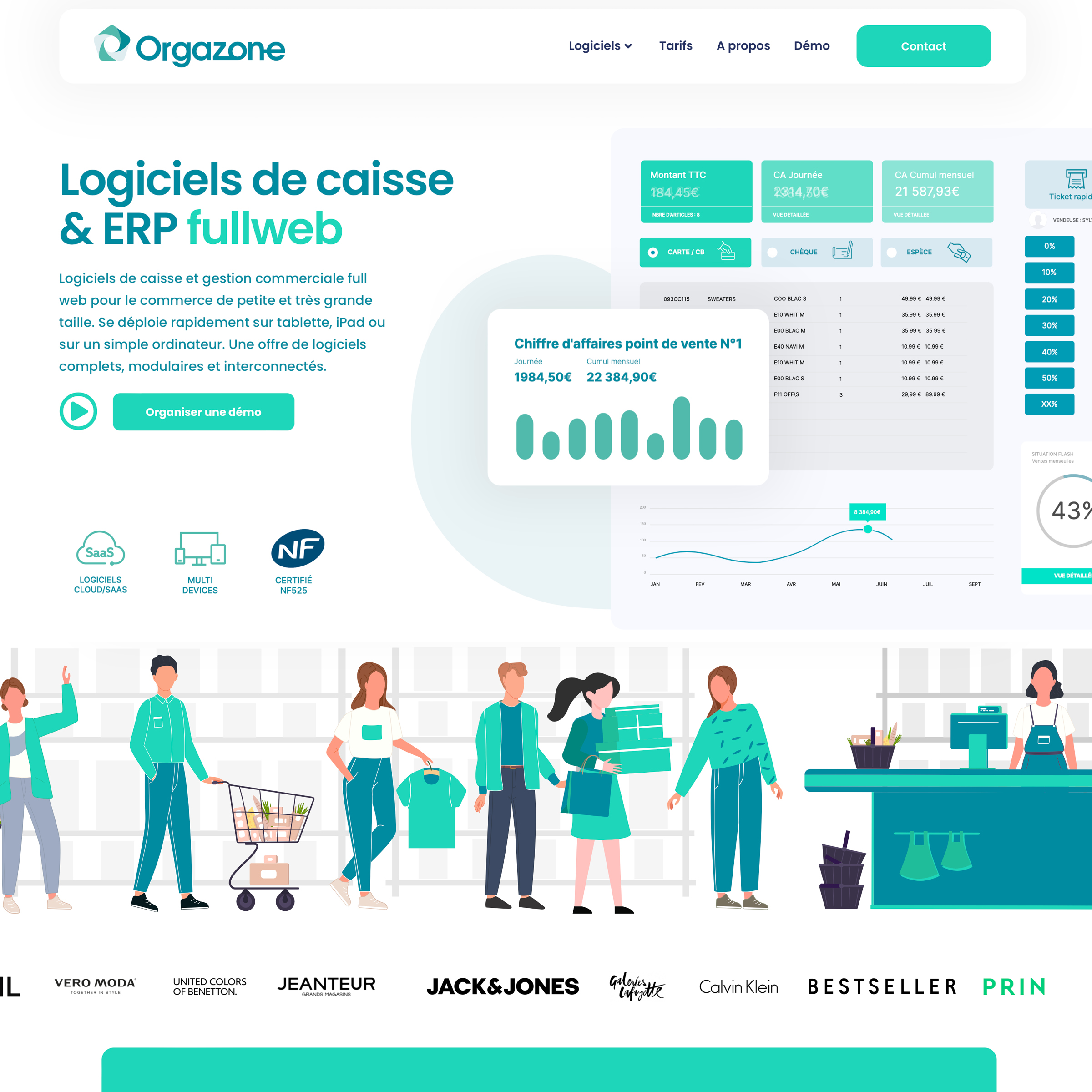 Brandin et site web Orgazone logiciel de caisse