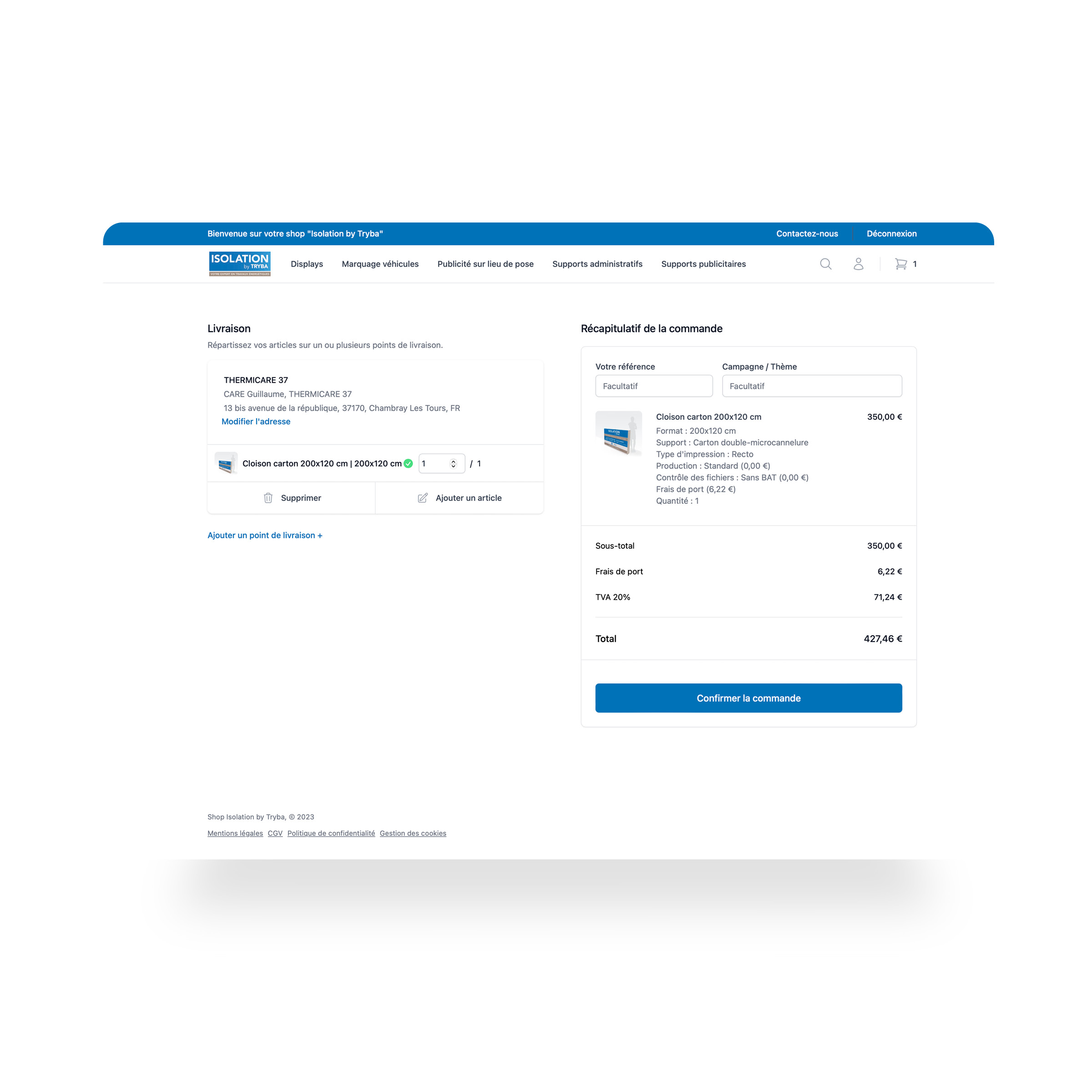 Site web e-procurement Tryba - Web to print automatisé