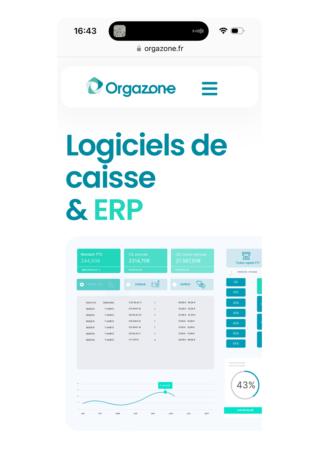 Brandin et site web Orgazone logiciel de caisse