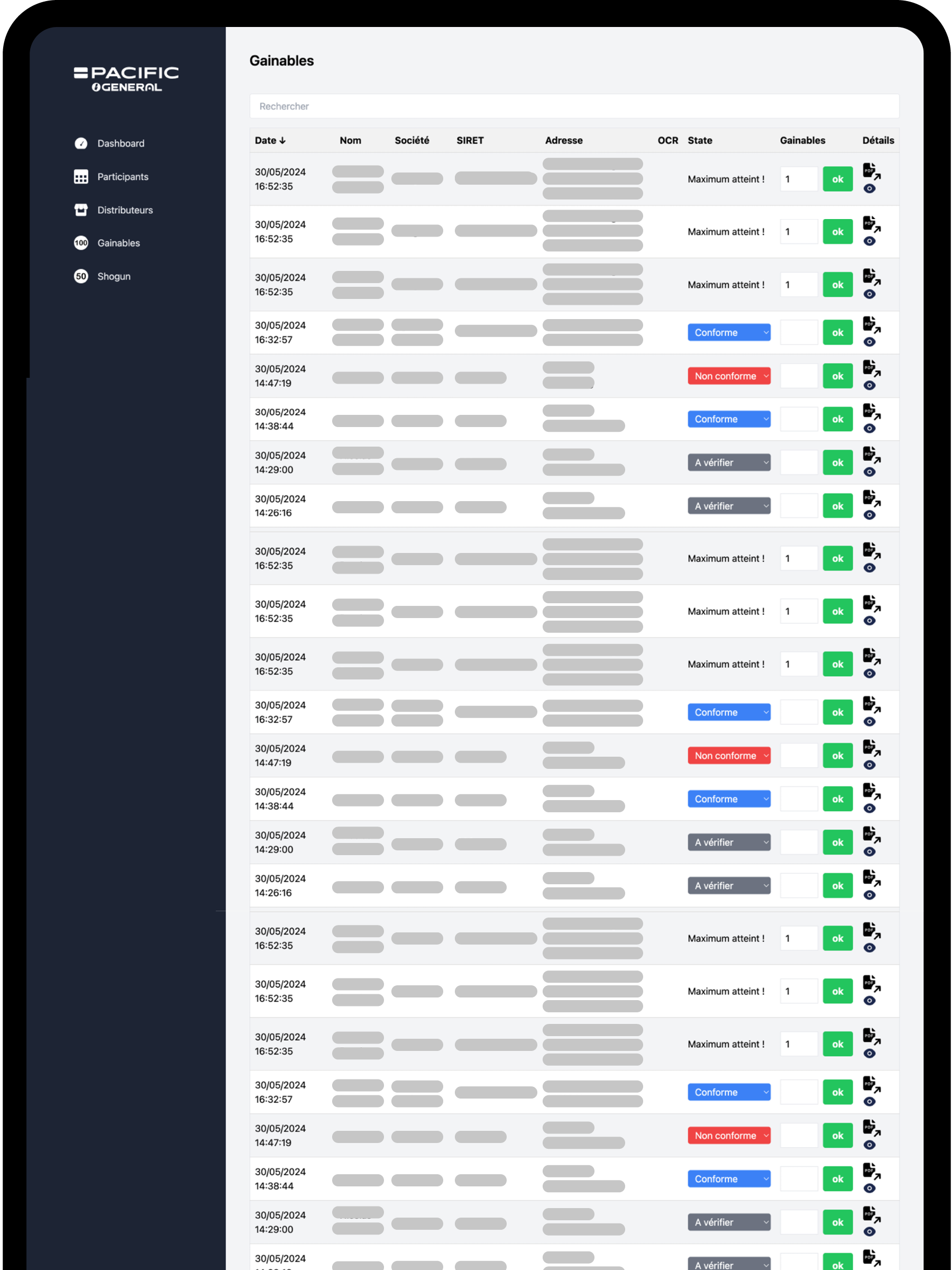 Back office web plateforme gestion d'opération promotionnelle avec contrôle de la preuve d'achat