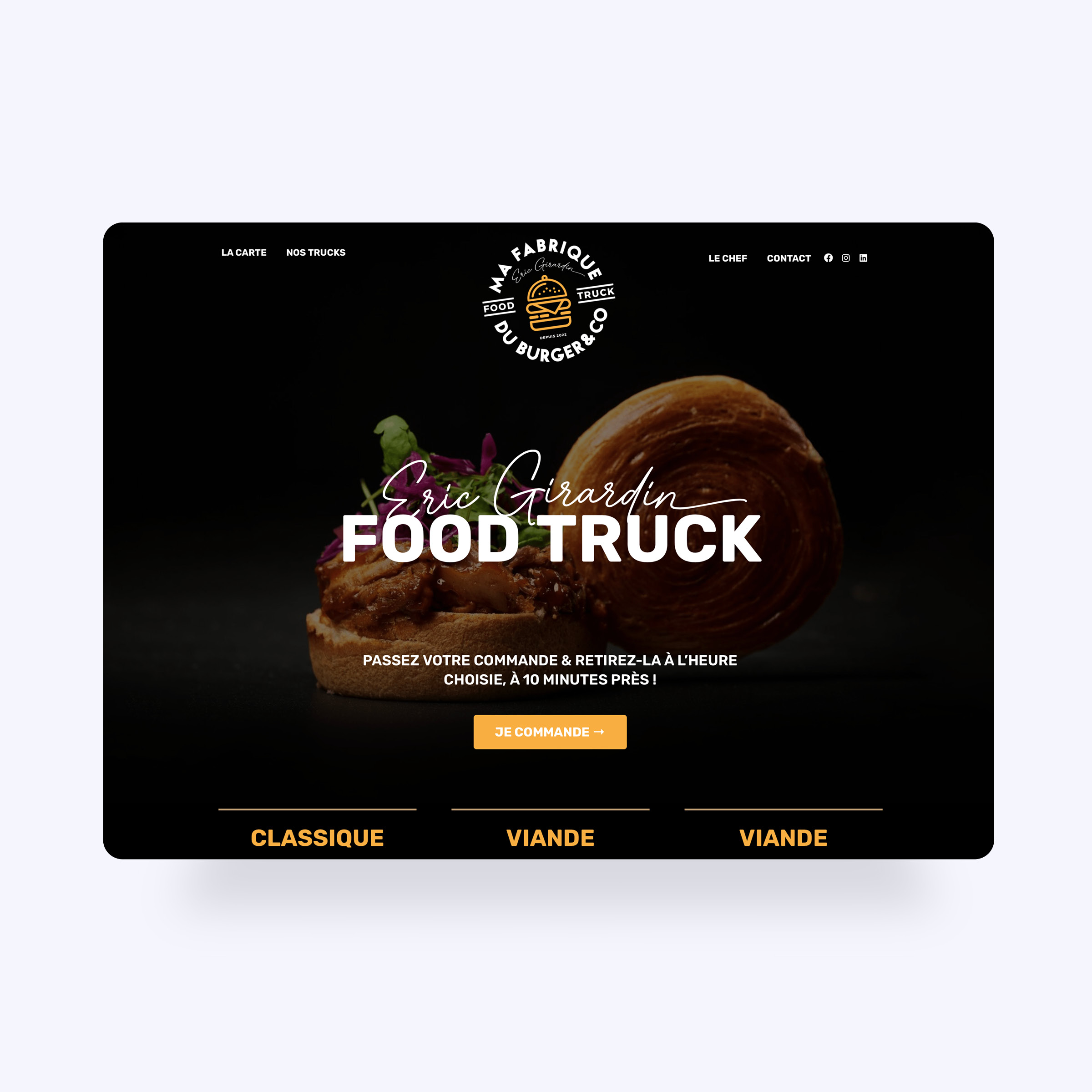 Branding global et mobile app food truck Ma Fabrique du Burger