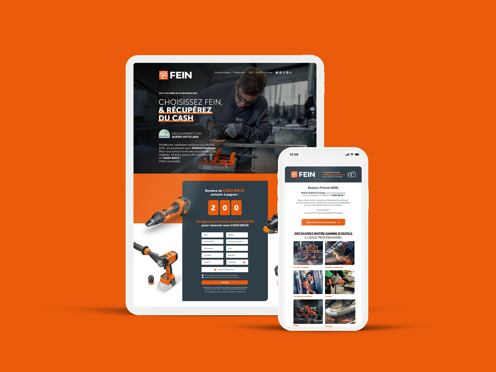 Plateforme web opération de Cash Back pour FEIN part Agile Interactive agence tech marketing digital