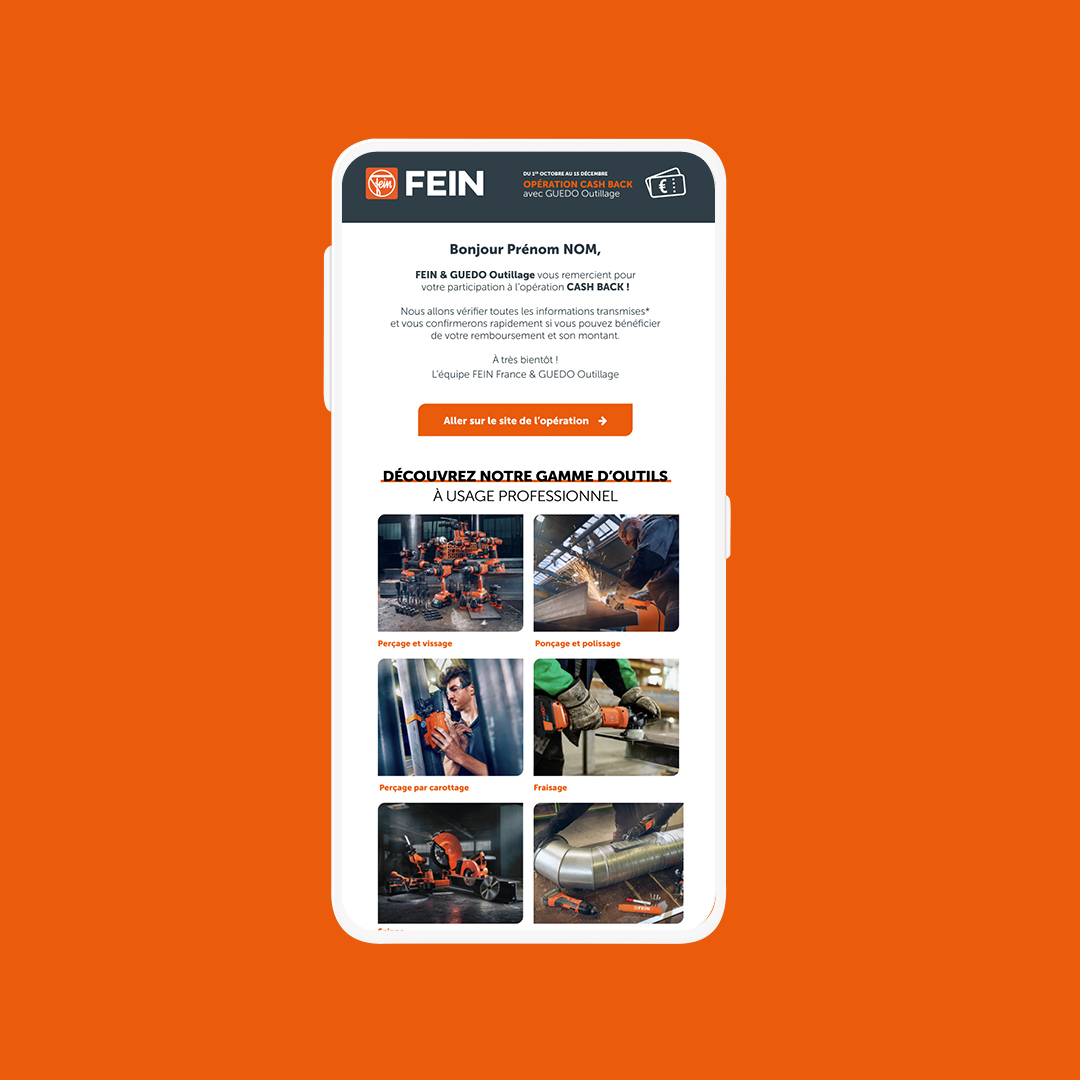 Plateforme web opération de Cash Back pour FEIN part Agile Interactive agence tech marketing digital