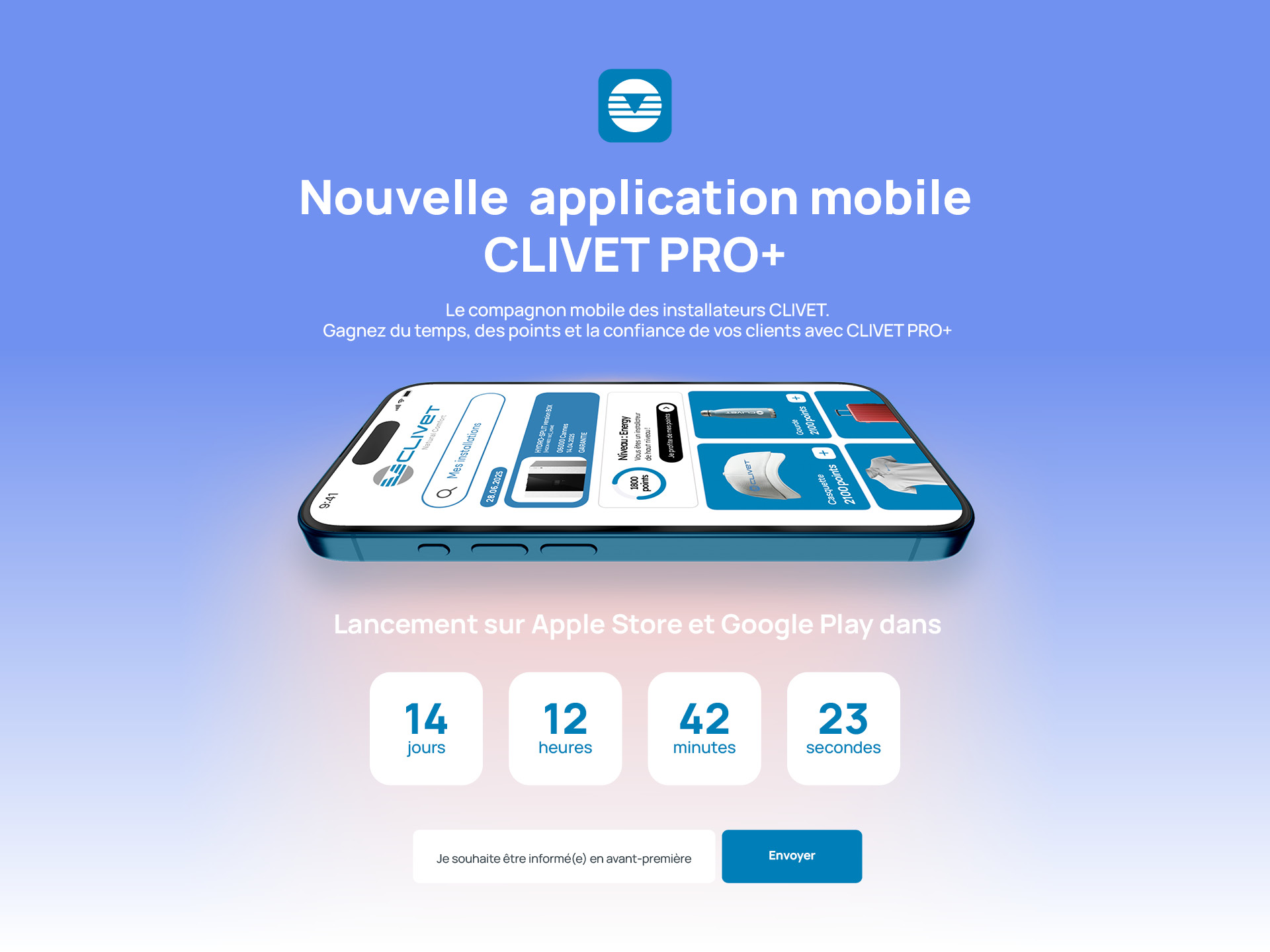 Pre-Launch digital Clivet Mobile App PRO+