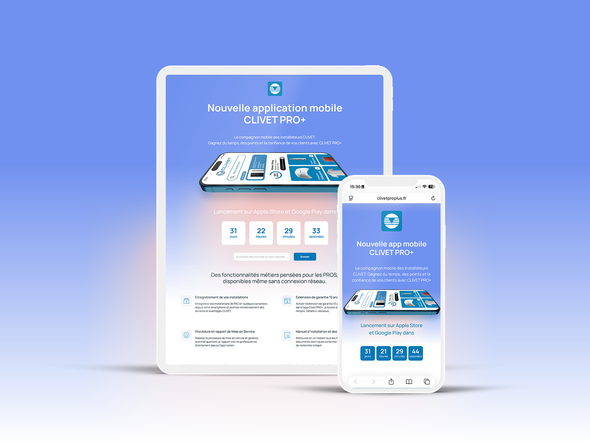 Pre-Launch digital Clivet Mobile App PRO+
