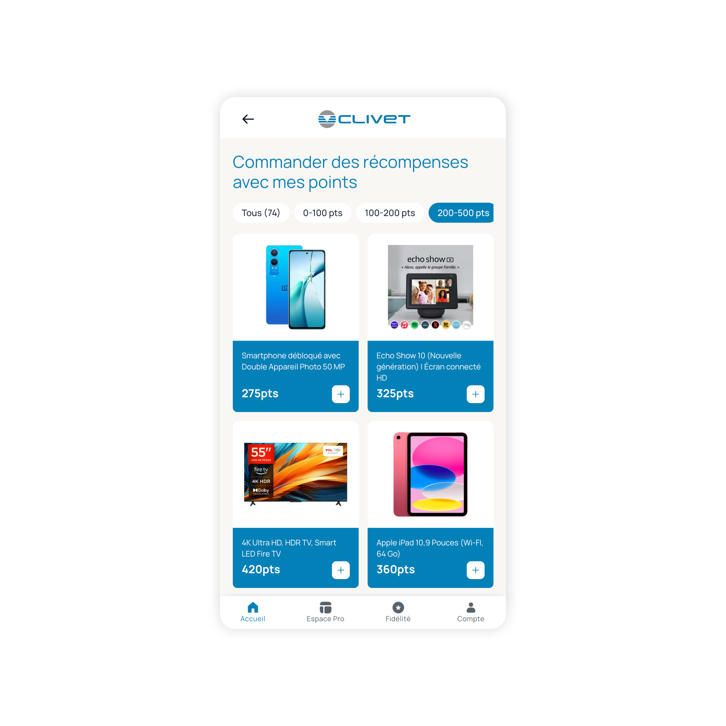 Dev Mobile App Clivet PRO+