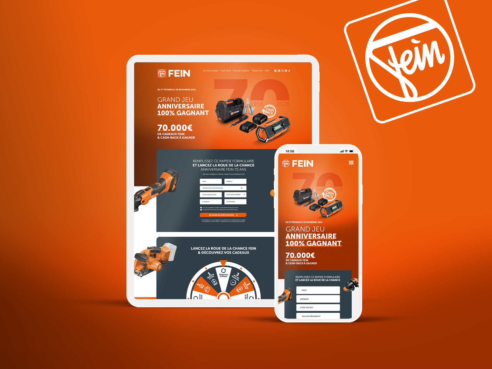 Opération 70 ans Anniversaire FEIN - Instants Gagnant + Cash-Back